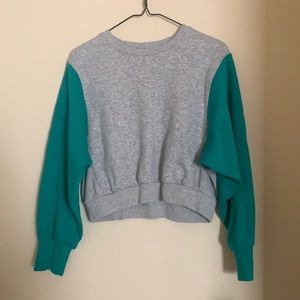 Joy Lab Crop Sweater/Pullover Green Sleeves Small